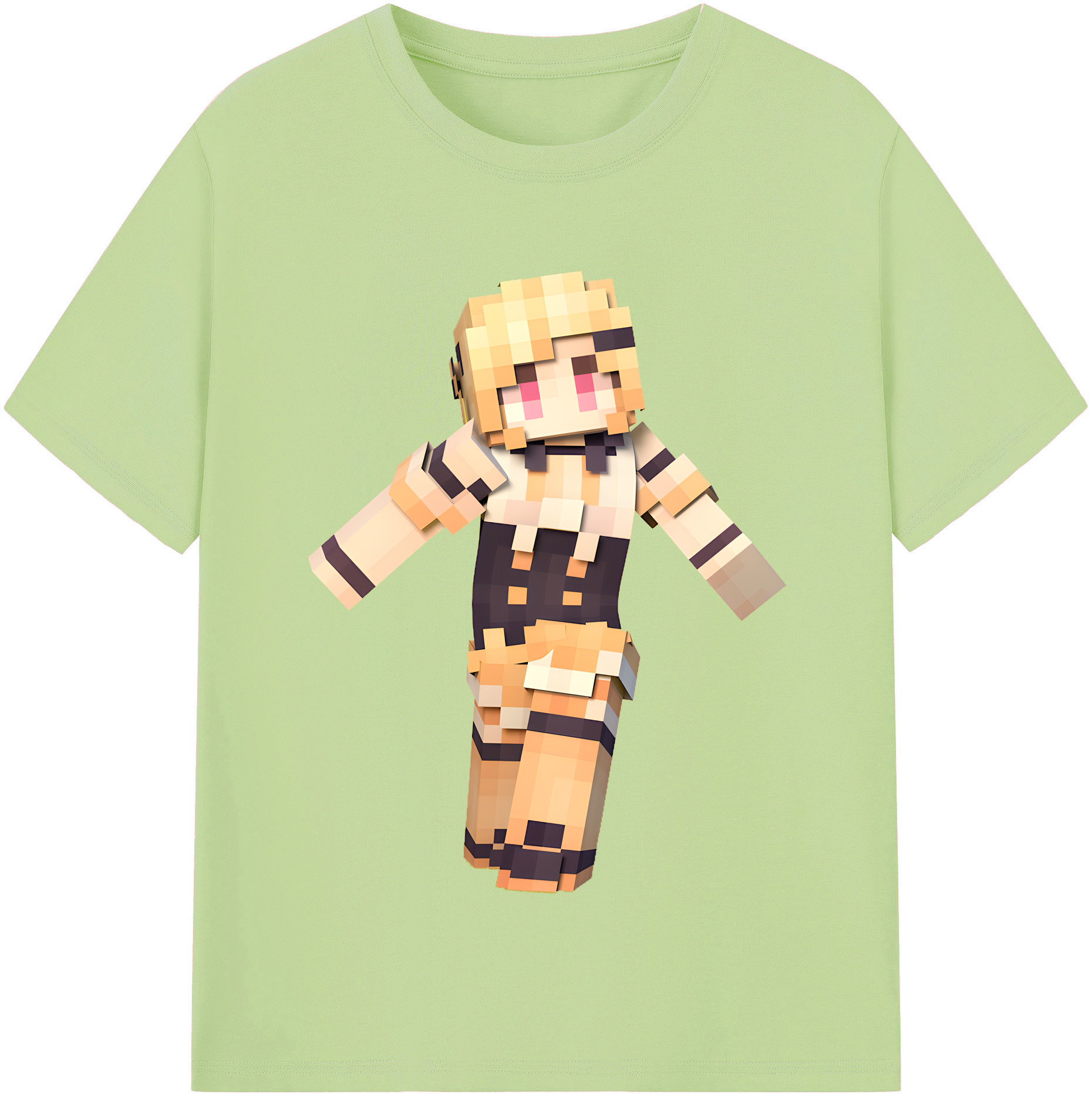 （画像用） マインクラフト ブロックの世界 Minecraft MC Block world 綿100％半袖Tシャツ（フロントプリント）